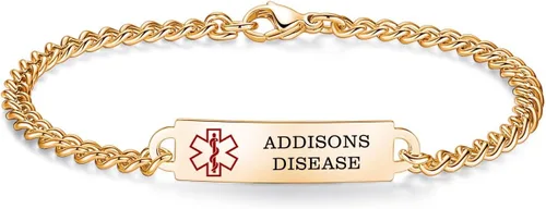 Vista 18 de Pulseras de identificación de alerta médica de 6.5 "-8.5" para mujeres, pulseras de emergencia médica de acero inoxidable, grabado gratuito