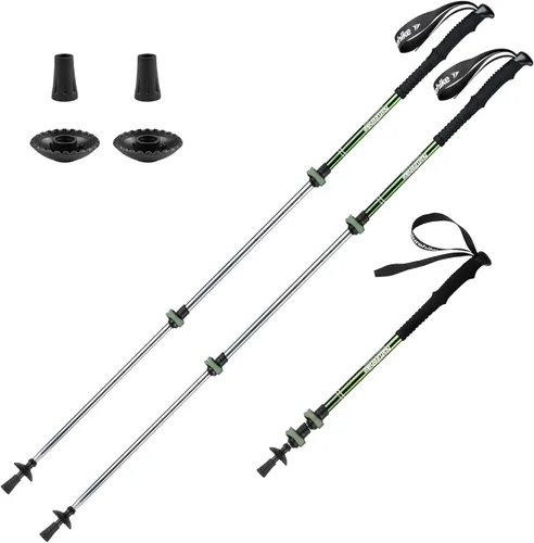 Vista 9 de Naturehike - Bastones de senderismo plegables, bastones de senderismo ajustables de aluminio ligero, absorción de impactos con correas