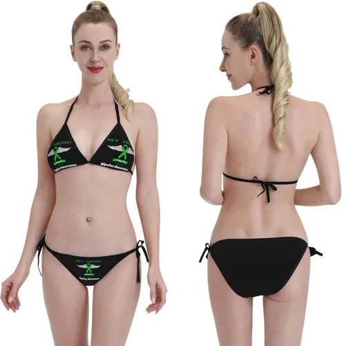 Vista 5 de My Hero is Now My Angel Bipolar Awareness - Bikini de moda para mujer, 2 piezas, push up, verano, playa, conjunto de bikini triangular, traje