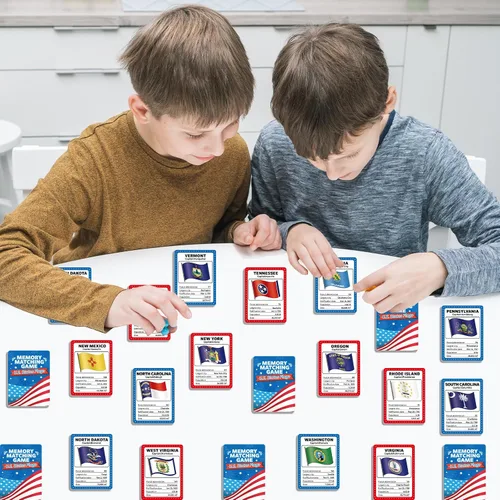 Vista 4 de gisgfim 50 pares de banderas de juego de memoria de Estados Unidos de concentración tarjeta de memoria educativas, juegos de geografía, juego
