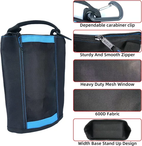 Vista 12 de Bolsa de herramientas de lona con cremallera MELOTOUGH, bolsa de herramientas con cierre, bolsa de malla resistente con ventana, ojales para colgar