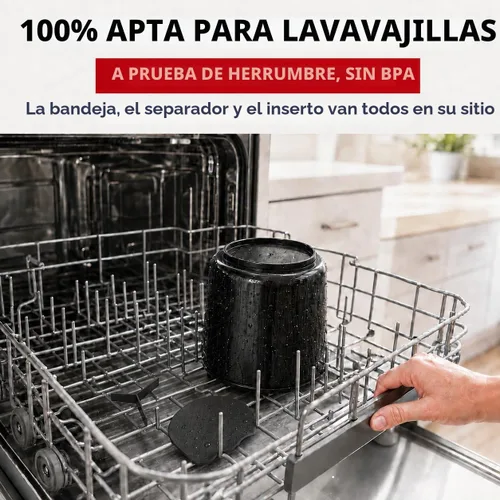 Vista 4 de Cooler Kitchen Portautensilios Jumbo Extra Grande Resistente Giratorio Negro con Base Pesada Antivuelco e Inserto con Agarre - A Prueba de Óxido