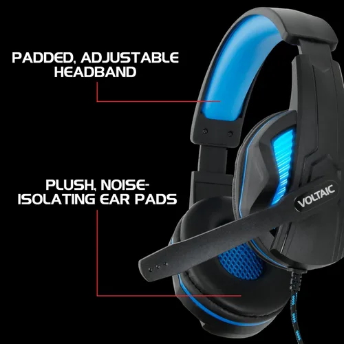 Vista 2 de Auriculares de PC para videojuegos para PS4 y ordenador con sonido envolvente 71 Auriculares de ordenador Voltaic PRO Esports con micrófono luz LED