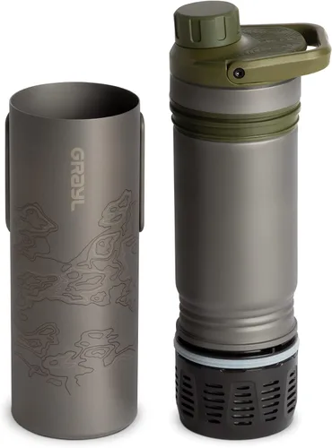 Vista 2 de GRAYL UltraPress Titanium - Purificador y filtro de agua de 16.9 oz para senderismo, mochilero, supervivencia, bushcraft, viajes (Olive Drab)