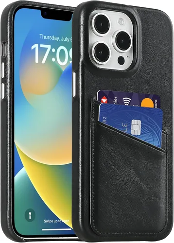 Vista 41 de LUCKYCOIN Funda de piel 100% auténtica tipo cartera para iPhone 13, diseño delgado con tarjetero y funda protectora a prueba de golpes, forro