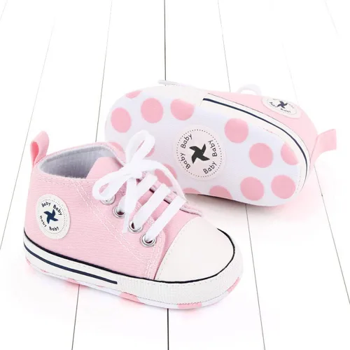 Vista 2 de Sekantrol Zapatos unisex para bebés, niñas y niños, suela suave, lona para recién nacidos, primeros pasos, zapatillas altas antideslizantes