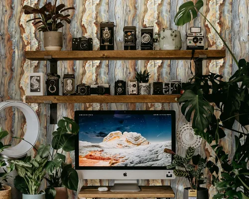 Vista 3 de FLFK Papel pintado de madera rústica, mural de grano de madera para despegar y pegar para sala de estar, dormitorio, cocina, oficina, decoración