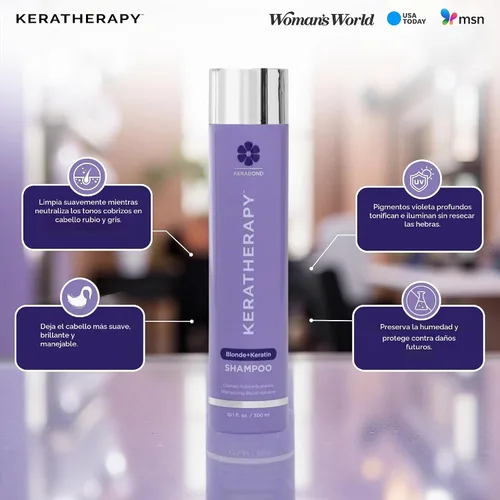 Vista 8 de KERATHERAPY Champú tonificante violeta totalmente rubio con infusión de queratina, 10.1 onzas líquidas, 10.1 fl oz, champú violeta para cabello