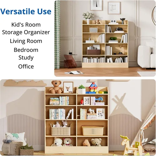 Vista 8 de Cozy Castle Organizador de almacenamiento de juguetes, estantería para niños de 5 niveles, estantería de 10 cubos para niños pequeños, armario