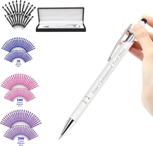 Vista 24 de Bolígrafos personalizados con nombre, bolígrafos personalizados con punta de lápiz digital de 0.020 in, bolígrafo suave al tacto, grabado de texto