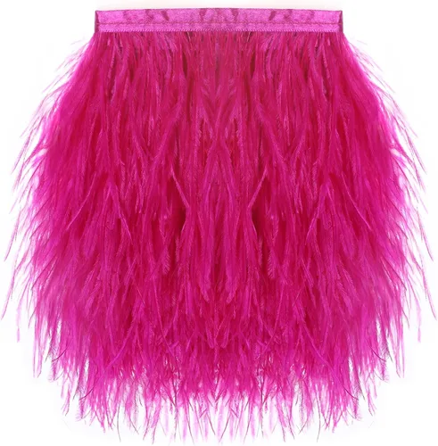 Vista 28 de SOGUGOM Adorno de Plumas de Avestruz Negro - 1.5 Capas 2 Yardas Plumas de 4 Pulgadas Adorno de Cintas con Flecos para Costura, Vestidos, Proyectos