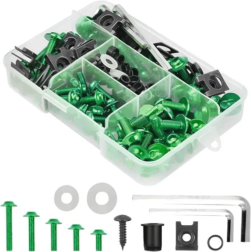 Vista 16 de Kit de pernos de carenado de motocicleta, 177 piezas M5 M6, tornillos para parabrisas de motocicleta, kit de cierres de pernos de carenado de Negro