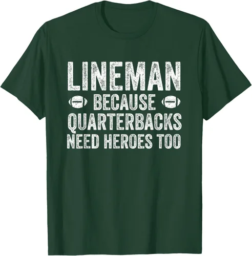 Vista 74 de Lineman Because Quarterbacks Need Heroes Camiseta de fútbol linieros S Negro