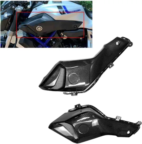 Vista 7 de Cubiertas de entrada de aire de fibra de carbono para motocicleta, panel de protección lateral del tanque, modificación de carenado para Yamaha