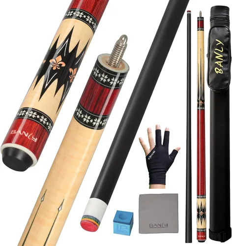Vista 11 de Banly Tacos de Billar - Tacos de 58" de madera de arce canadiense con punta de 12.5mm de baja deflexión, palo de billar para control de precisión