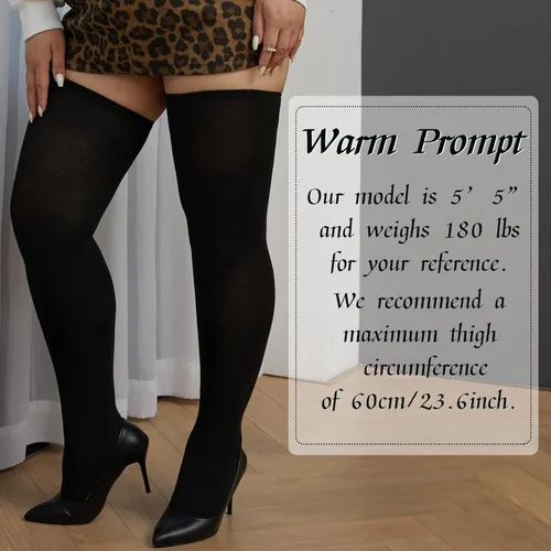 Vista 7 de Aneco 6 pares de calcetines por encima de la rodilla de talla grande para mujer, medias altas cálidas para uso diario, L-XXL