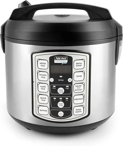 Vista 8 de Aroma Housewares olla arrocera digital de 20 tazas (cocidas) (10 tazas sin cocer), olla de cocción lenta, vaporera de alimentos, exterior de acero
