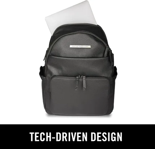 Vista 5 de Kenneth Cole REACTION Marley Mochila Tote de Cuero Vegano Pebble y Taupe, Negro