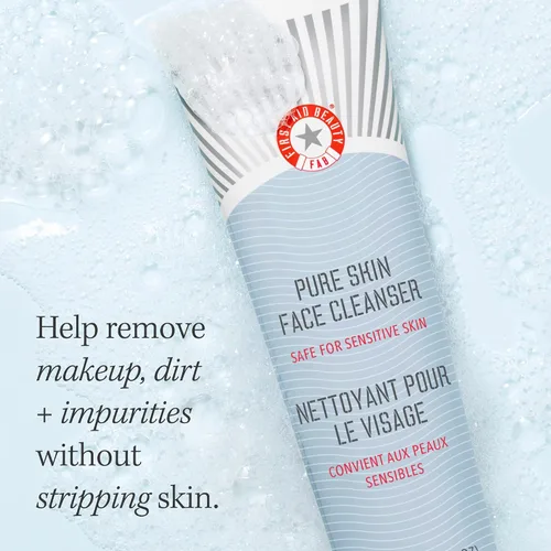 Vista 4 de First Aid Beauty - Limpiador facial Pure Skin, elimina eficazmente el maquillaje, la suciedad y las impurezas, limpiador suave deja la piel suave