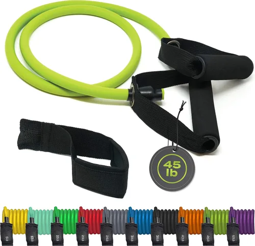 Vista 6 de Juego de bandas de resistencia para hombres, mujeres, ejercicio y entrenamiento. Bandas de fitness para trabajo de piernas y bíceps. Bandas