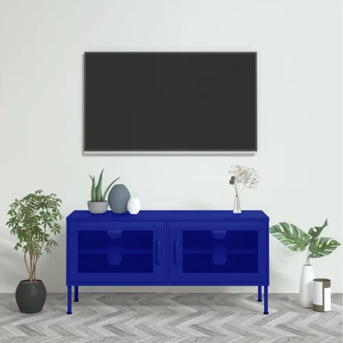 Vista 17 de Armario de almacenamiento de metal para TV con 2 puertas y un estante en el interior, aparador de almacenamiento, soporte de TV, consola multimedia