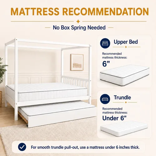 Vista 12 de NAFORT Cama con dosel de tamaño matrimonial con nido, marco de madera maciza para niños y adolescentes, soporte resistente de 600 libras, cama