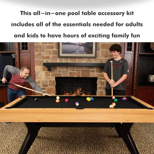 Vista 3 de Accesorios para mesa de billar que incluyen bolas de billar, tacos de piscina, tiza de piscina, triángulo de 8 bolas, cepillo para mesa de billar