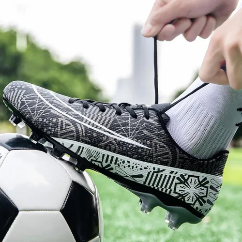 Vista 4 de Zapatos de fútbol para hombre, botas de fútbol para exteriores, transpirables, atléticas, para entrenamiento, fútbol sala profesional