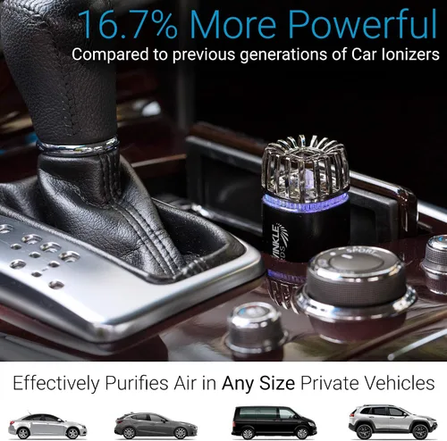 Vista 4 de Ionizador purificador de aire para automóvil - Desodorizador iónico antimicrobiano para automóvil de 12V enchufable con cargador USB dual