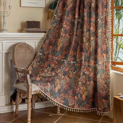 Vista 12 de Cortinas florales de granja semiopacas para sala de estar, de 63 pulgadas de largo, mezcla de lino y algodón, paneles de cortina de ventana cortos