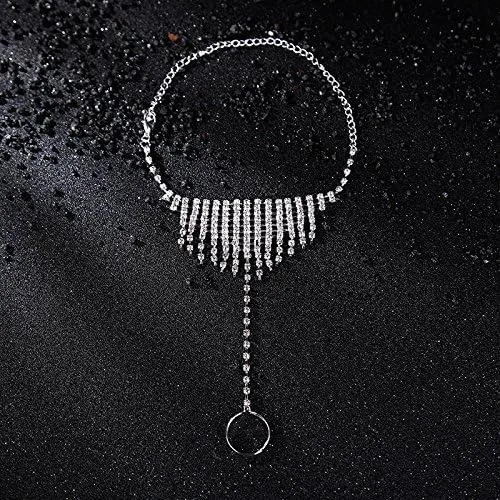 Vista 3 de Tobillera de cristal de mariposa con anillo para el dedo del pie pulseras de hoja de cristal borla sandalias descalzas pulgar brazalete para mujeres