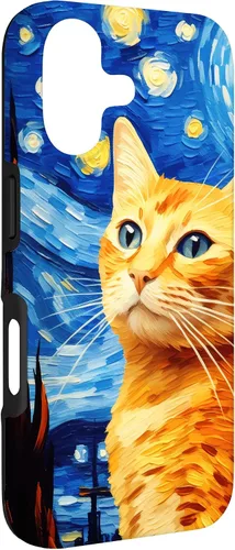 Vista 3 de Orange Tabby Cat Starry Night Vincent Van Gogh - Carcasa para iPhone 17