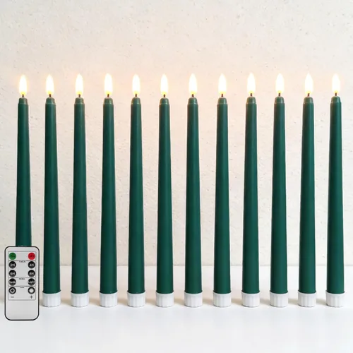 Vista 18 de Velas cónicas sin llama negras con control remoto, velas LED parpadeantes que funcionan con pilas, juego de 6