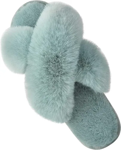 Vista 12 de Parlovable - Pantuflas mullidas para mujer con banda cruzada cómodas, zapatillas de casa de espuma viscoelástica con punta abierta, regalos