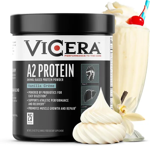 Vista 10 de VICERA A2 Polvo de Proteína, Leche de Chocolate, 25 G de Proteína por Porción, Mezcla Orgánica de A2/A2 de Suero y Caseína con Probióticos y Sal