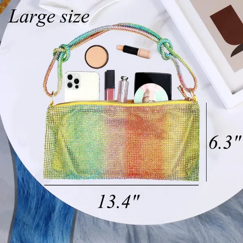 Vista 7 de rosyclo Bolso brillante con diamantes de imitación para mujer, bolsos de noche para boda, graduación, fiesta, club, bolsos