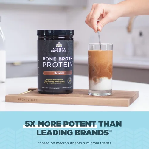 Vista 7 de Ancient Nutrition Proteína en polvo multicolágeno, chocolate, 40 porciones + polvo de proteína de caldo de hueso, chocolate, 40 porciones