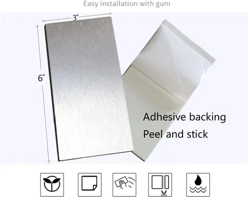 Vista 2 de XUANINY 32 azulejos de metal para salpicaduras de metal autoadhesivos, mosaico de aluminio autoadhesivo, adhesivo de pared 3D para cocina metro