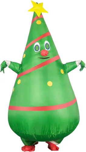Vista 4 de YYYux - Disfraz inflable de árbol de Navidad para adultos divertido disfraz de Navidad inflado disfraz unisex para adultos fiesta de cosplay árbol