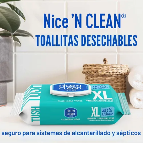 Vista 4 de Nice 'N Clean Toallitas lavables extra grandes Toallitas un 40% más grandes Toallitas húmedas XL sin aroma para adultos de 17.27 cm x 19.05 cm