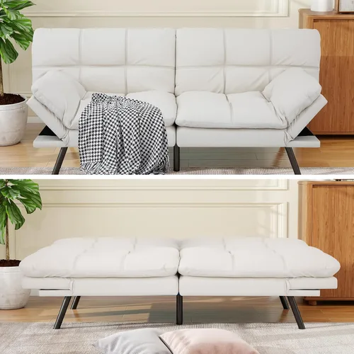Vista 7 de MUUEGM Sofá cama tipo futón de espuma viscoelástica con respaldo ajustable, reposabrazos extraíbles para espacio pequeño, sofá de oficina, sala