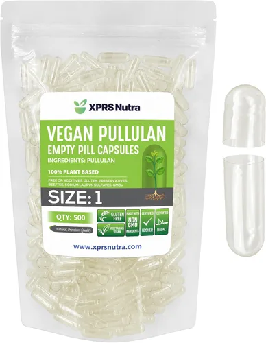 Vista 12 de XPRS Nutra Cápsulas vacías Pullulan tamaño 0 – 100 unidades Clean Label Plant Clear Empty Vegan Cápsulas – Píldoras vegetarianas premium – Relleno
