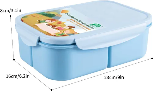 Vista 7 de MISS BIG Caja bento, caja Bento para niños y adultos, lonchera ideal a prueba de fugas para niños, lonchera para niños, sin BPA y sin tintes