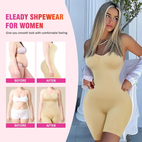 Vista 4 de Eleady Faja moldeadora sin costuras para mujer, con control de abdomen, para entrenamiento de cintura, cuerpo completo, camiseta con cuello en V
