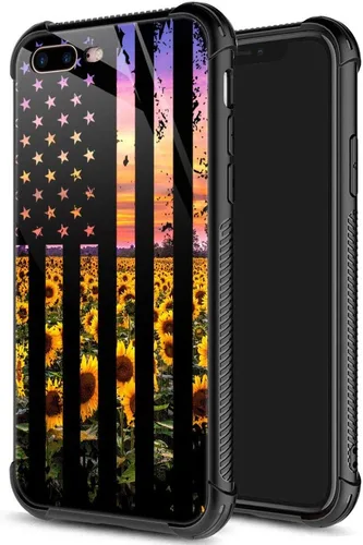 Vista 28 de ZHEGAILIAN Funda para iPhone 7/8 Plus, protección de grado militar, esquinas a prueba de golpes, funda antiarañazos para iPhone 7/8 Plus, girasol