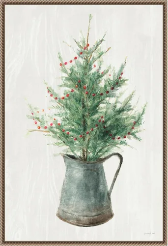 Vista 11 de Amanti Art Framed Canvas Wall Art 23x16 White and Bright Christmas Tree II by Danhui Nai, Framed Wall Art Canvas, Holidays Artwork, Traditional