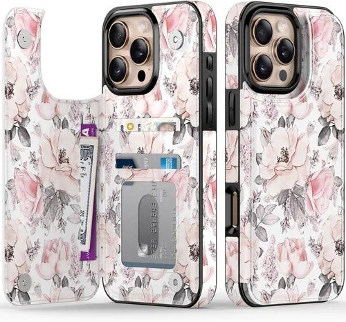 Vista 394 de LETO para iPhone 15 Pro Funda tipo cartera - Tapa tipo folio con patada - Diseños de moda - Tarjetero - Funda protectora para mujeres y niñas - 6.1