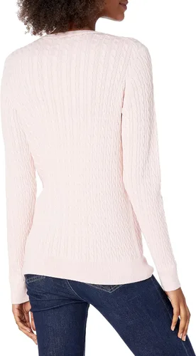 Vista 2 de Tienda Essentials - Suéter ligero de punto trenzado de manga larga con cuello redondo para mujer