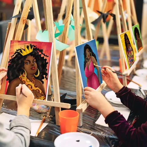 Vista 4 de Nuberlic Paquete de 8 Lienzos Predibujados de 8 x 10 Pulgadas para Pintar para Adultos Kit de Pintar y Beber Suministros de Fiesta Favor Lienzo