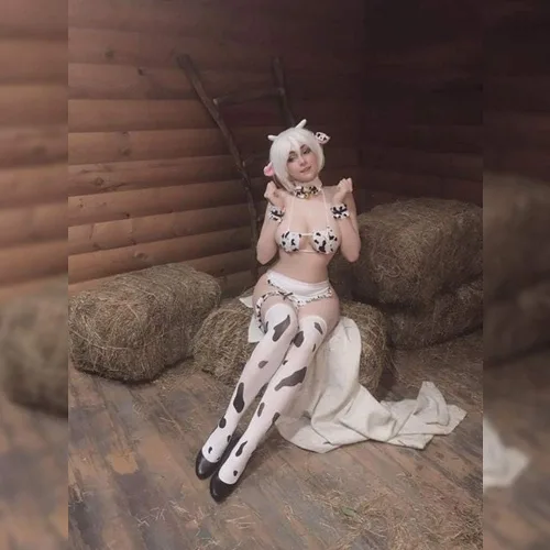 Vista 6 de YOMORIO - Ropa interior sexy para mujer, bikini con diseño de vaca, Cosplay japonés